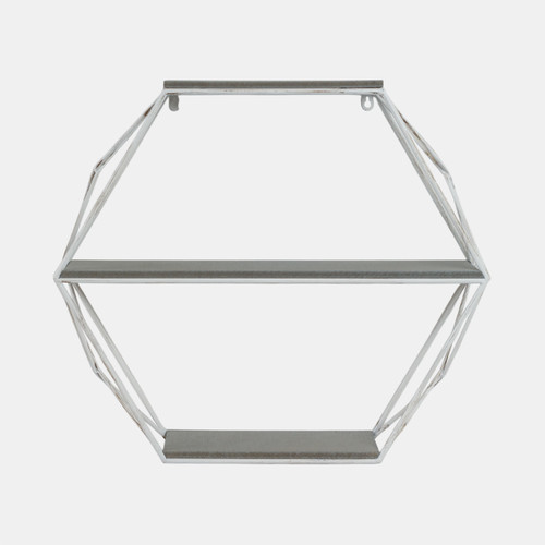 sagebrook home Metal/wood 3 Tier Hexagon Wall Shelf Gray/white Wishlist Create New