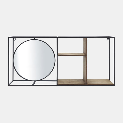 Sagebrook Home Metal/wood 34"l Wall Shelf With Mirror Black/brow Wishlist Create New