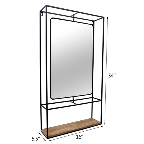 Sagebrook Home Metal/wood 36"h Wall Shelf With Mirror Black/brow Wishlist Create New