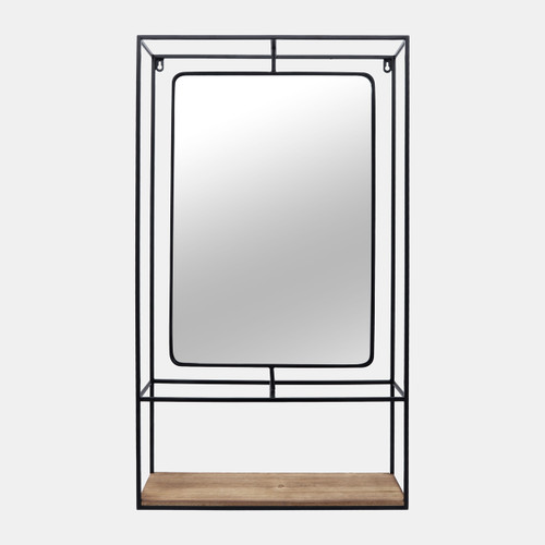 Sagebrook Home Metal/wood 36"h Wall Shelf With Mirror Black/brow Wishlist Create New