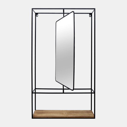 Sagebrook Home Metal/wood 36"h Wall Shelf With Mirror Black/brow Wishlist Create New