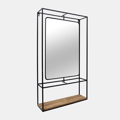sagebrook home Metal/wood 36"h Wall Shelf With Mirror Black/brow Wishlist Create New