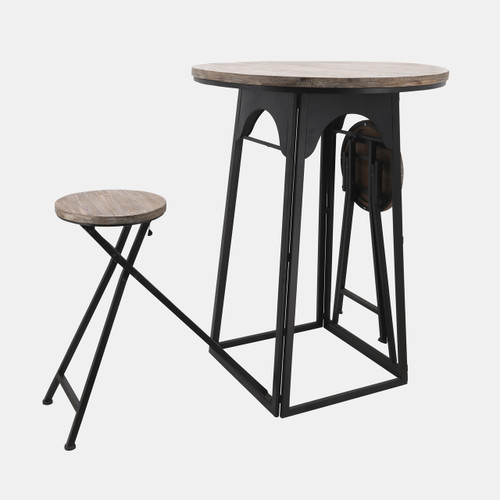 sagebrook home Metal/wood 41"h Table W/ Folding Chairs Brown Wishlist Create New