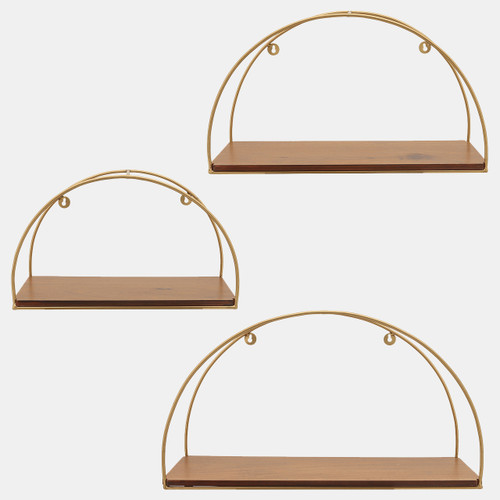 sagebrook home Metal/wood S/3 10/12/14"h Wall Shelves Brown/gol Wishlist Create New