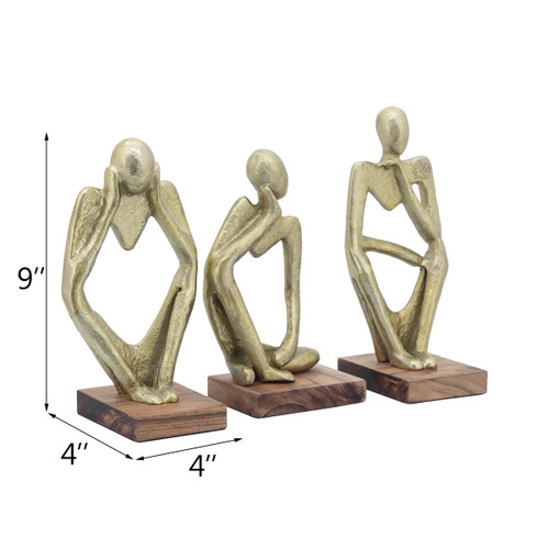 Sagebrook Home Metal/wood S/3 9" Deep Thoughts Gold Wishlist Create New