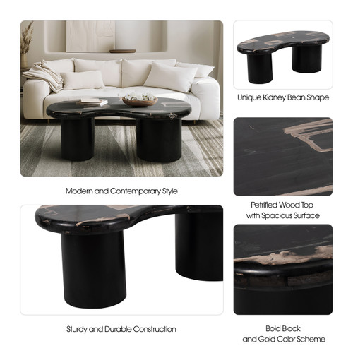 Sagebrook Home Petrified Wood 51" Kidney Coffee Table Black Wishlist Create New