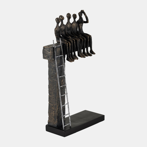 Sagebrook Home Polyresin 15" People On Ledge Sculpture Bronze Wishlist Create New