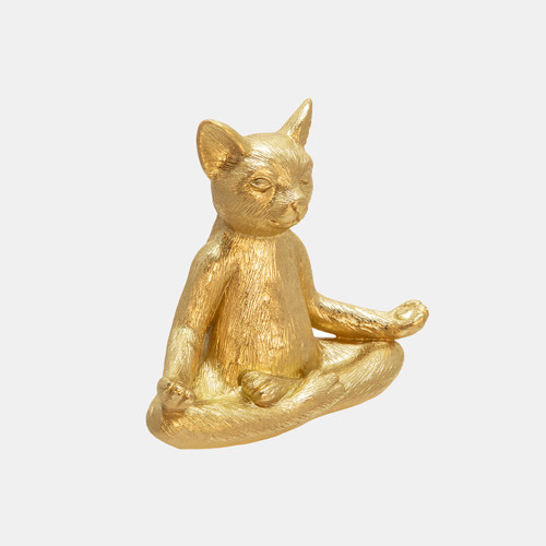 Sagebrook Home Polyresin 7" Yoga Cat Gold Wishlist Create New
