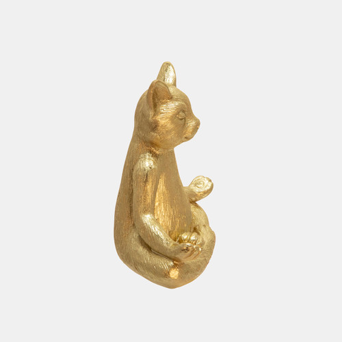 Sagebrook Home Polyresin 7" Yoga Cat Gold Wishlist Create New