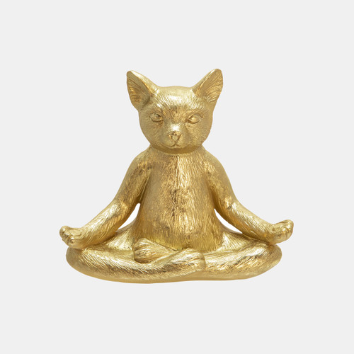 sagebrook home Polyresin 7" Yoga Cat Gold Wishlist Create New