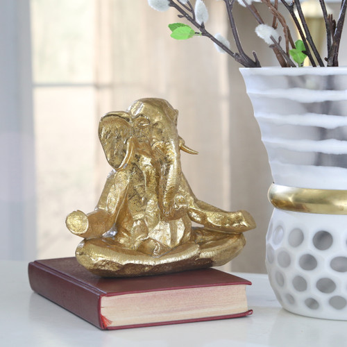 Sagebrook Home Polyresin 8" Meditating Elephant Gold Wishlist Create New