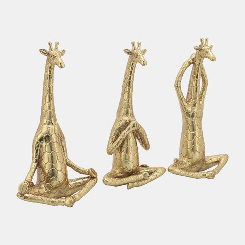 sagebrook home Polyresin s/3 12"h Yoga Giraffe Gold Wishlist Create New