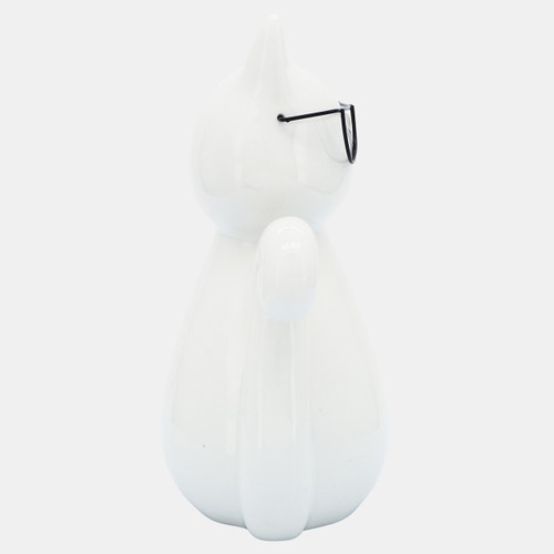 Sagebrook Home Porcelain 7"h Cat W/ Glasses White Wishlist Create New