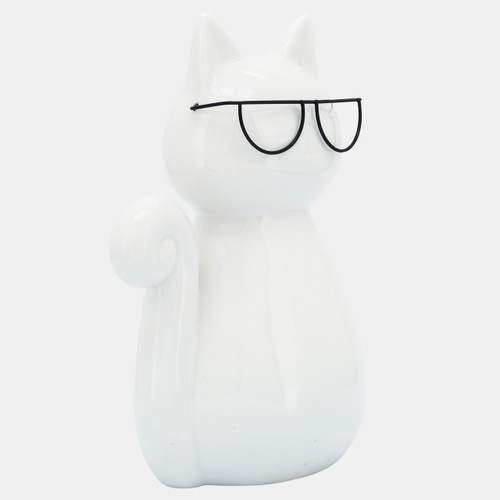 sagebrook home Porcelain 7"h Cat W/ Glasses White Wishlist Create New