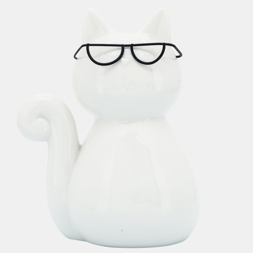 Sagebrook Home Porcelain 8"h Cat W/ Glasses White Wishlist Create New