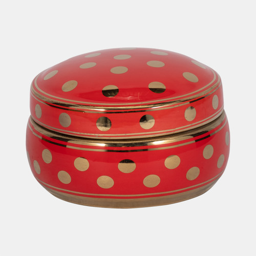 Sagebrook Home Red/gold Polka Dot Box 7" Wishlist Create New