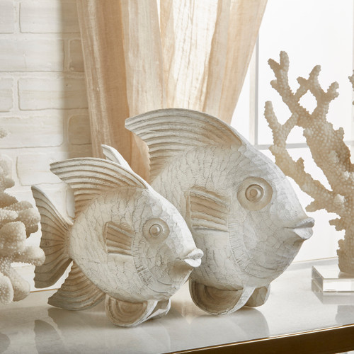 Sagebrook Home Resin 10" Fish Figurine Whitewash Wishlist Create New