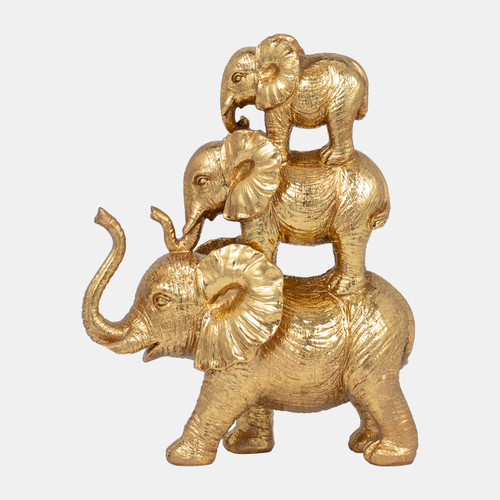 sagebrook home Resin 10" Stacked Raised Trunk Elephants Gold Wishlist Create New
