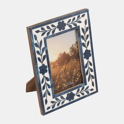 Sagebrook Home Resin 4x6 Blue Petals Photo Frame White/blue Wishlist Create New