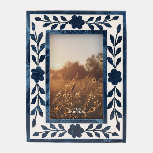 sagebrook home Resin 4x6 Blue Petals Photo Frame white/blue Wishlist Create New