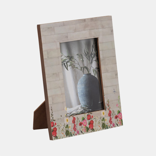 Sagebrook Home Resin 4x6 Pink Flower Field Photo Frame Multi Wishlist Create New