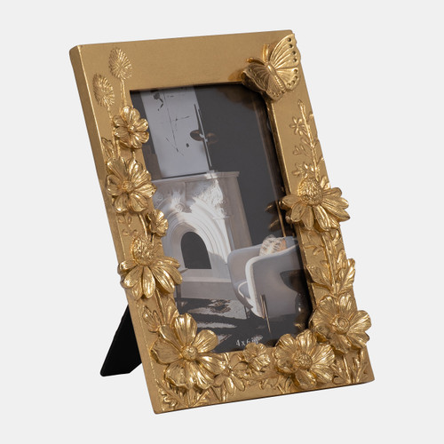 Sagebrook Home Resin 4x6 Spring Time Photo Frame Gold Wishlist Create New