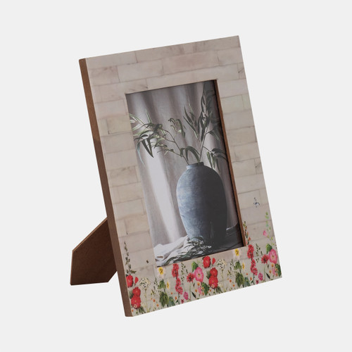 Sagebrook Home Resin 5x7 Pink Flower Field Photo Frame Multi Wishlist Create New