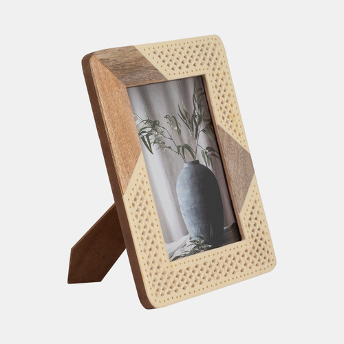 Sagebrook Home Resin 5x7 Wood & Woven Photo Frame Ivory/natural Wishlist Create New