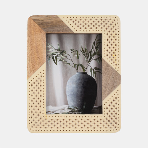 sagebrook home Resin 5x7 Wood & Woven Photo Frame Ivory/natural Wishlist Create New