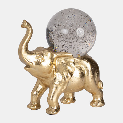 Sagebrook Home Resin 9" Elephant W/ Crystal Ball Gold Wishlist Create New