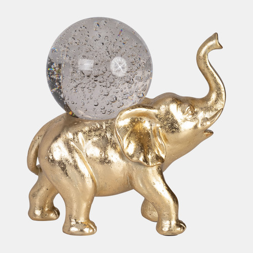 Sagebrook Home Resin 9" Elephant W/ Crystal Ball Gold Wishlist Create New