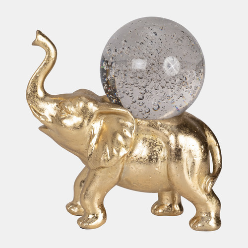 sagebrook home Resin 9" Elephant W/ Crystal Ball Gold Wishlist Create New