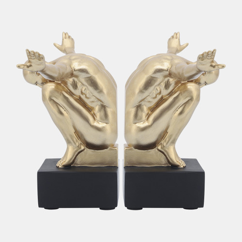 sagebrook home Resin S/2 6''h Man Sculpture Bookend Gold Wishlist Create New