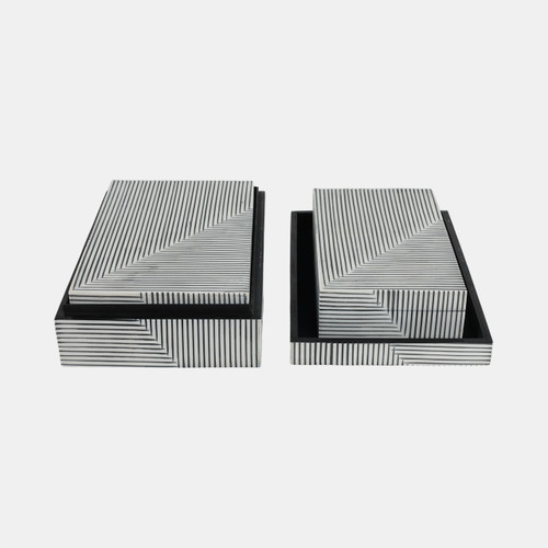 Sagebrook Home Resin S/3 10/11/12" Pinstripe Boxes Black/white Wishlist Create New