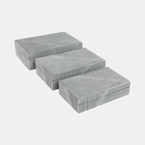 sagebrook home Resin S/3 10/11/12" Pinstripe Boxes Black/white Wishlist Create New