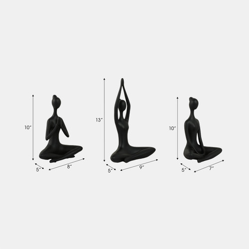 Sagebrook Home Resin S/3 10"h Yoga Ladies Black Wishlist Create New