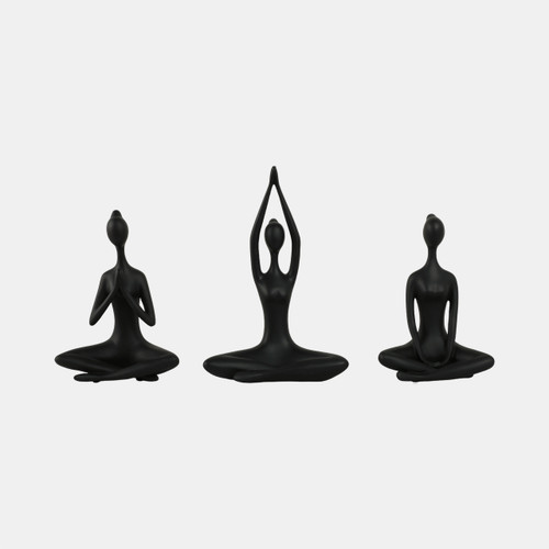 sagebrook home Resin S/3 10"h Yoga Ladies Black Wishlist Create New