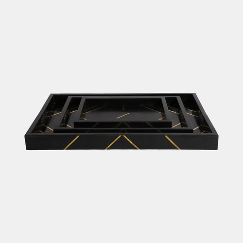 sagebrook home Resin s/3 13/18/24" brss Inlay Rectangle Tray blk Wishlist Create New