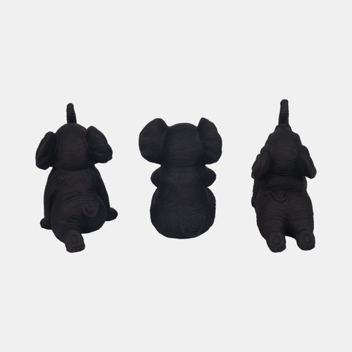 Sagebrook Home Resin S/3 6" Stone Look Yoga Elephant Antique Blk Wishlist Create New