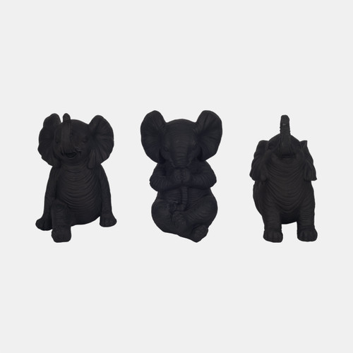 sagebrook home Resin S/3 6" Stone Look Yoga Elephant Antique Blk Wishlist Create New