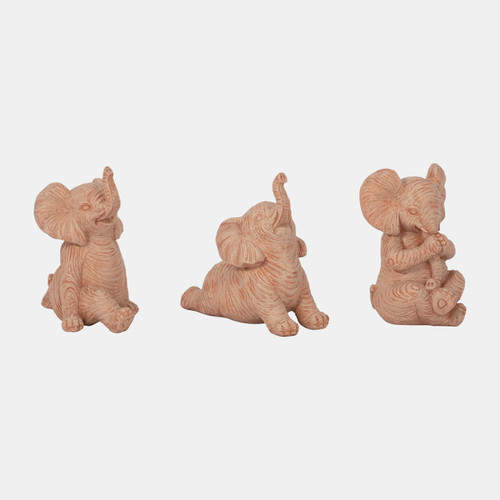 Sagebrook Home Resin S/3 6" Stone Look Yoga Elephant Natural Wishlist Create New