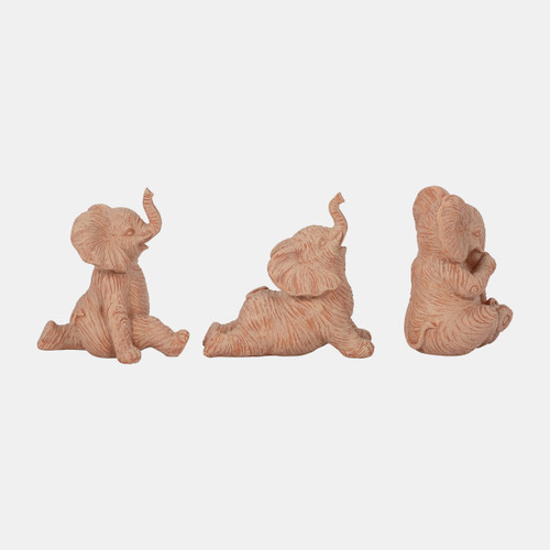 Sagebrook Home Resin S/3 6" Stone Look Yoga Elephant Natural Wishlist Create New