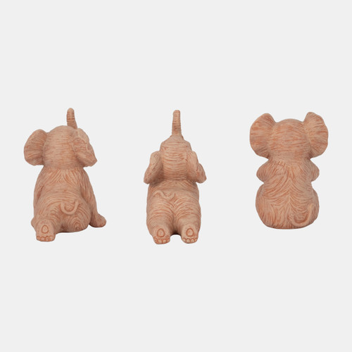 Sagebrook Home Resin S/3 6" Stone Look Yoga Elephant Natural Wishlist Create New