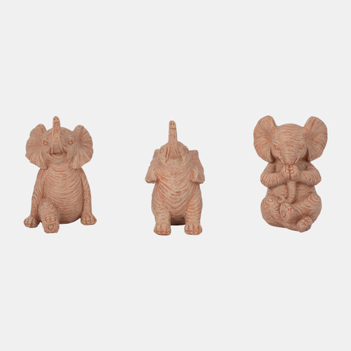 sagebrook home Resin S/3 6" Stone Look Yoga Elephant Natural Wishlist Create New