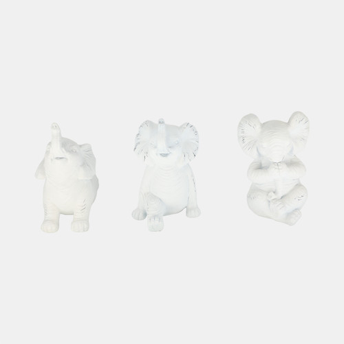 sagebrook home Resin S/3 6" Stone Look Yoga Elephant White Wishlist Create New