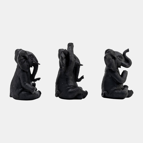 Sagebrook Home Resin S/3 8"h Yoga Elephants Blk Wishlist Create New