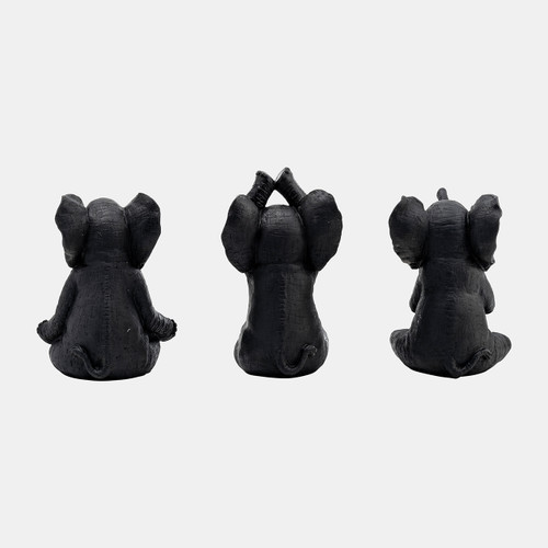 Sagebrook Home Resin S/3 8"h Yoga Elephants Blk Wishlist Create New