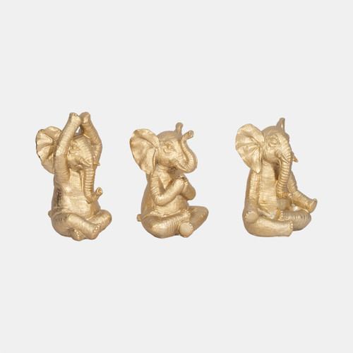 Sagebrook Home Resin S/3 8"h Yoga Elephants Gd Wishlist Create New
