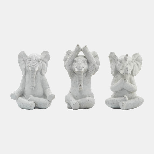 Sagebrook Home Resin S/3 8"h Yoga Elephants Wt Wishlist Create New