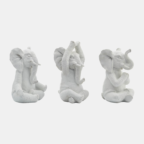 sagebrook home Resin S/3 8"h Yoga Elephants Wt Wishlist Create New